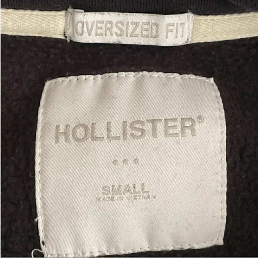 Hollister Black oversized zip up pullover unisex sweatshirt SZ M - Picture 5 of 10